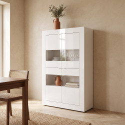 Vitrine moderne laquée blanc brillant Agathe