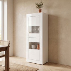 Vitrine moderne 61 cm laquée blanc brillant Agathe