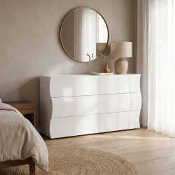 commode moderne 154 cm blanc laqu&eacute; Onida