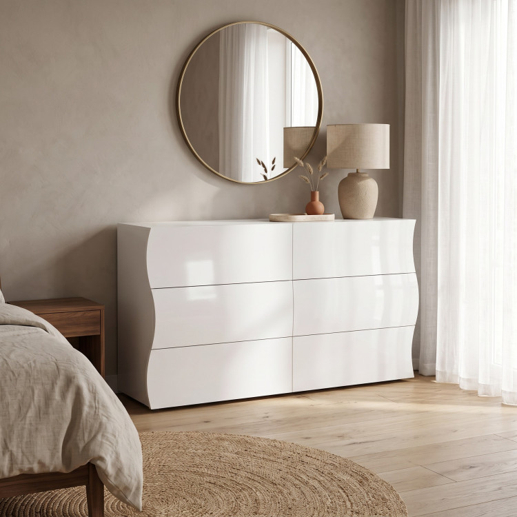 commode moderne 154 cm blanc laqué Onida