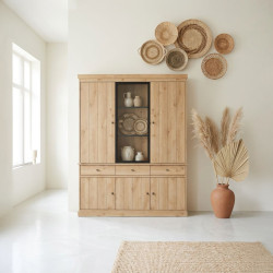 Vaisselier/argentier contemporain 182 cm chêne clair Valeria