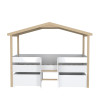Lit cabane mi-hauteur enfant bois et blanc avec 2 tiroirs Perchoir
