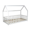Lit cabane enfant épicéa massif blanc avec barrière Nichoir