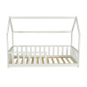 Lit cabane enfant épicéa massif blanc avec barrière Nichoir
