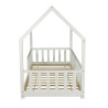 Lit cabane enfant épicéa massif blanc avec barrière Nichoir
