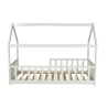 Lit cabane enfant épicéa massif blanc avec barrière Nichoir
