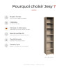 Étagère d'angle chêne clair 5 tablettes 185 cm Jesy