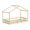 Lit cabane maison enfant épicéa massif naturel avec sommier Mansarde