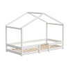 Lit cabane maison enfant épicéa massif blanc avec sommier Mansarde