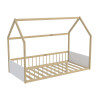Lit cabane enfant bois massif blanc et naturel avec barrière Bergerie