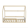 Lit cabane enfant bois massif blanc et naturel avec barrière Bergerie