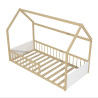 Lit cabane enfant bois massif blanc et naturel avec barrière Bergerie
