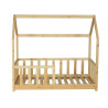Lit cabane enfant épicéa massif naturel avec barrière Nichoir