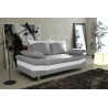 Canapé fixe 2 places contemporain en tissu gris/PU blanc Thibaut