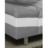 Canapé fixe 2 places contemporain en tissu gris/PU blanc Thibaut