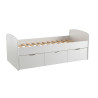 Lit banquette enfant blanc 3 tiroirs sur roulettes Comptine