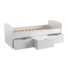 Lit banquette enfant blanc 3 tiroirs sur roulettes Comptine