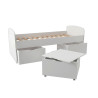 Lit banquette enfant blanc 3 tiroirs sur roulettes Comptine