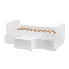 Lit banquette enfant blanc 3 tiroirs sur roulettes Comptine