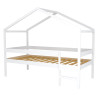 Lit cabane mi-hauteur enfant épicéa massif blanc avec échelle Vigie