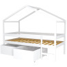 Lit cabane mi-hauteur enfant épicéa massif blanc avec échelle Vigie