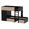 Lit superposé enfant noir et bois avec armoire et 2 tiroirs Tandem