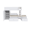 Lit superposé enfant blanc avec armoire et 2 tiroirs Tandem