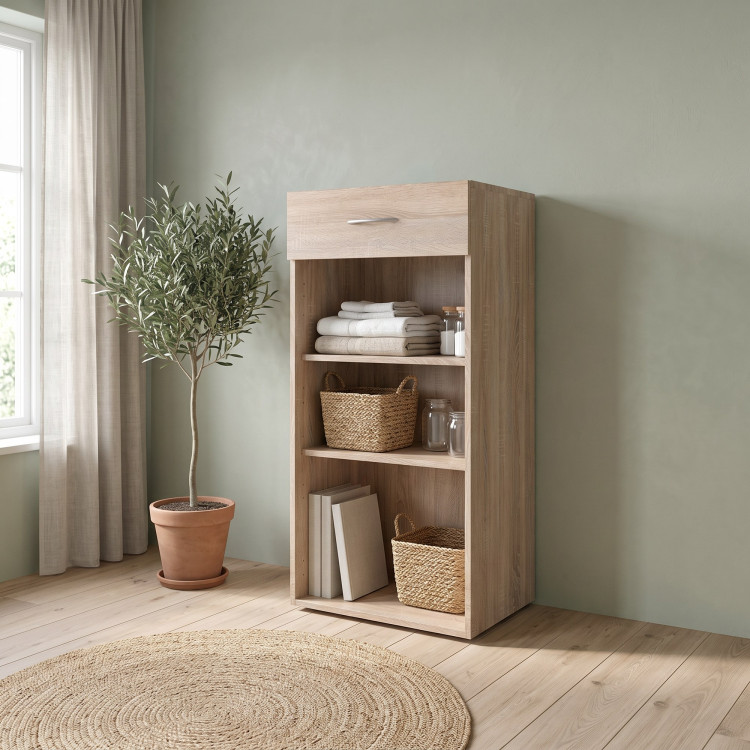 Étagère avec tiroir chêne clair hauteur 98 cm Jesy