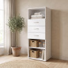 Étagère 3 tiroirs blanche hauteur 126 cm Jesy