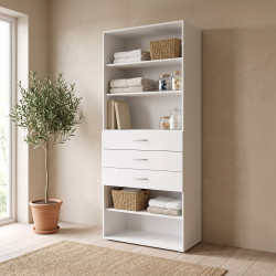 Étagère haute 3 tiroirs blanche 185 cm Jesy