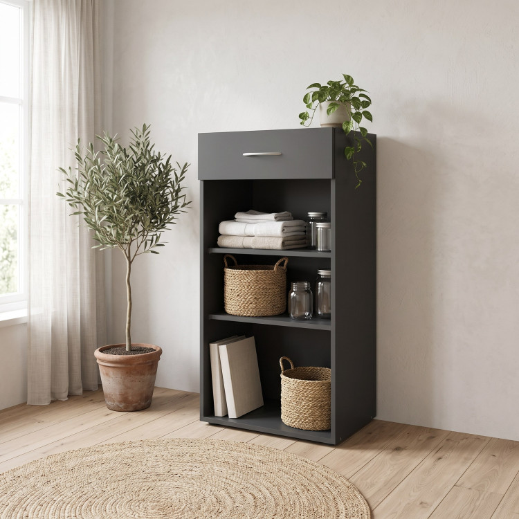 Étagère avec tiroir graphite hauteur 98 cm Jesy