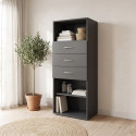&Eacute;tag&egrave;re 3 tiroirs graphite hauteur 126 cm Jesy