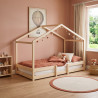 Lit cabane maison enfant épicéa massif naturel avec sommier Mansarde