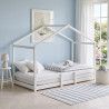 Lit cabane maison enfant épicéa massif blanc avec sommier Mansarde