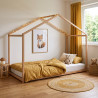 Lit cabane enfant bois massif naturel avec sommier Pignon