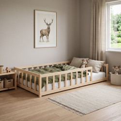 Lit enfant épicéa massif naturel avec barrière Bocage