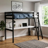Lit mezzanine enfant épicéa massif noir avec bureau Valentin