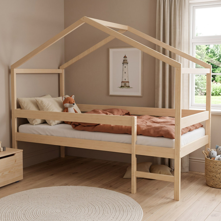 Lit cabane mi-hauteur enfant épicéa massif naturel avec échelle Vigie