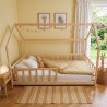 Lit cabane enfant épicéa massif naturel avec barrière Nichoir