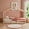 Lit cabane maison enfant épicéa massif naturel avec sommier Mansarde