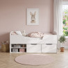 Lit mi-hauteur enfant blanc avec rangements et tiroir Escale