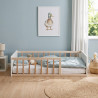 Lit enfant 70x140 blanc et bois avec barrière Ruisseau