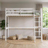 Lit mezzanine enfant épicéa massif blanc avec échelle Grenier