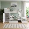 Lit superposé enfant blanc avec armoire et 2 tiroirs Tandem