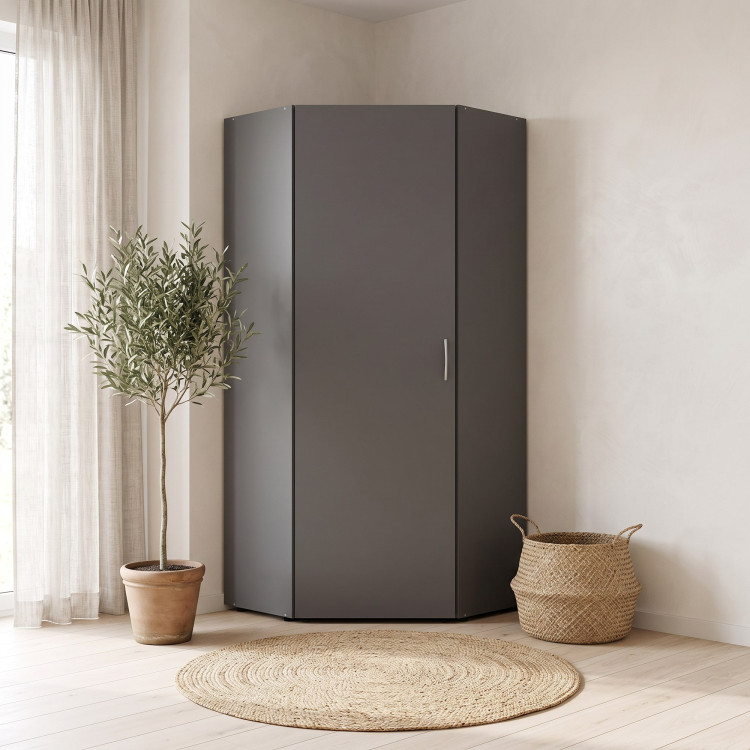 Armoire d'angle moderne graphite Jesy