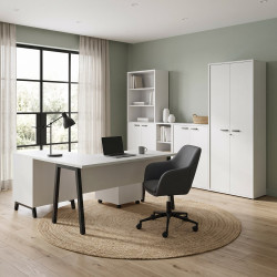 Ensemble de bureau contemporain blanc Carlos