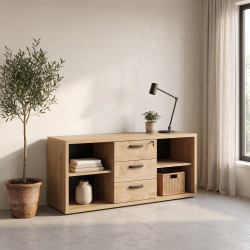 Meuble de rangement contemporain chêne doré Balto