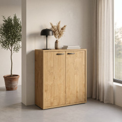Armoire basse de bureau contemporaine 90 cm chêne doré Balto