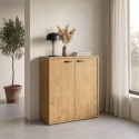 Armoire basse de bureau contemporaine 90 cm ch&ecirc;ne dor&eacute; Balto
