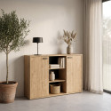 Armoire basse de bureau contemporaine 160 cm ch&ecirc;ne dor&eacute; Balto